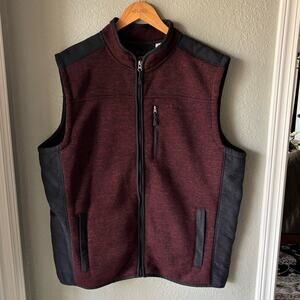 ORVIS Mens Denali Fleece Vest- Burgundy/Black-Size XXL